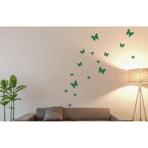 Sada motýlů - samolepka na zeď Světle zelená 95 x 10 cm