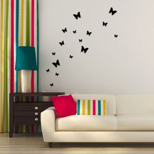 GLIX Sada motýlů - samolepka na zeď Černá 95 x 10 cm