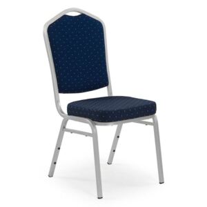 K66S židle modrá, Rošt: stříbrný, Sedák s čalouněním, Nohy: ocel, čalounění, barva: modrá, bez područek kov