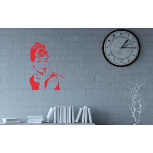 GLIX Audrey Hepburn - samolepka na zeď Světle červená 55 x 75 cm