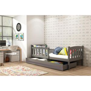 Dětská postel KUBUS + ÚP + matrace + rošt ZDARMA, 80x160, grafit, grafitová