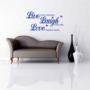 GLIX Live laugh love - samolepka na zeď Modrá 50 x 25 cm