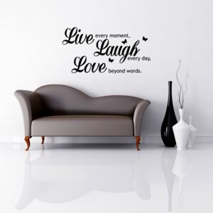 GLIX Live laugh love - samolepka na zeď Černá 50 x 25 cm
