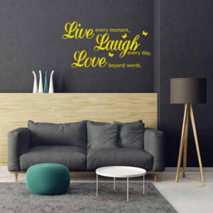 GLIX Live laugh love - samolepka na zeď Žlutá 50 x 25 cm