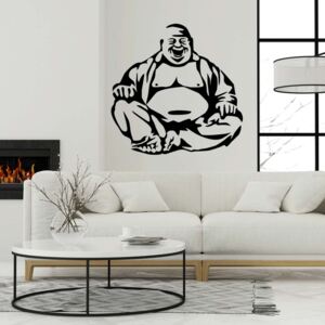 GLIX Veselý buddha - samolepka na zeď Černá 75 x 75 cm