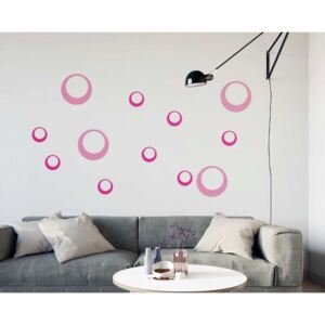 GLIX Dekorace kruhy - samolepka na zeď Růžová 60 x 40 cm