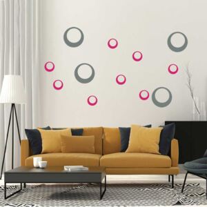 GLIX Dekorace kruhy - samolepka na zeď Šedá a růžová 95 x 65 cm