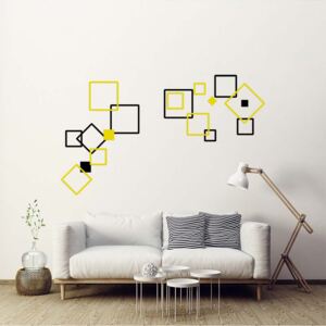GLIX Dekorativní čtverce III.- samolepka na zeď Černá a žlutá 2 x 60 x 30 cm