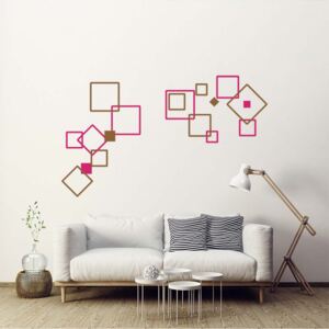 GLIX Dekorativní čtverce III.- samolepka na zeď Hnědá a růžová 2 x 60 x 30 cm