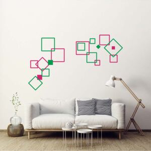 GLIX Dekorativní čtverce III.- samolepka na zeď Zelená a ružová 2 x 60 x 30 cm