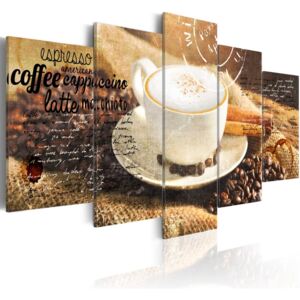 Obraz na plátně - Coffe, Espresso, Cappuccino, Latte machiato ... 100x50 cm