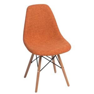 Jídelní židle s čalouněním v oranžové barvě s dřevěnou podnoží DO281