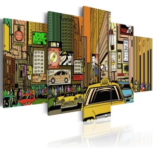 Obraz na plátně - Kreslené ulice NYC 100x50 cm