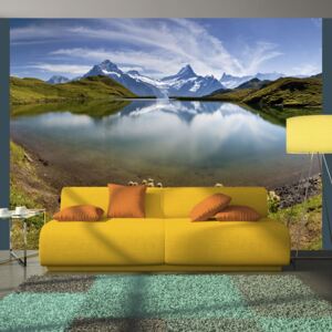 Bimago Fototapeta hory - Lake with mountain reflection, Switzerland 200x154 cm
