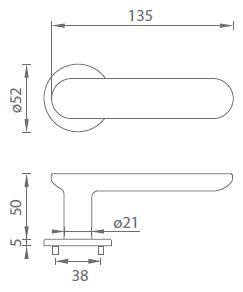 Dveřní kování MP Nela R 4006 5 S (OLV) - BSR bez spodních rozet/OLV (mosaz leštěná a lakovaná)
