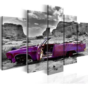 Obraz na plátně - Retro car at Colorado Desert - 5 pieces 100x50 cm