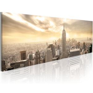 Obraz na plátně - New York City among the clouds 120x40 cm