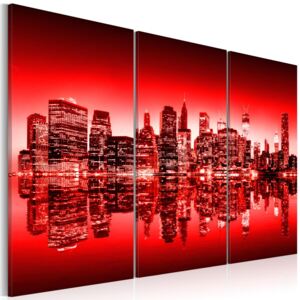 Obraz na plátně - Red glow over New York 120x80 cm