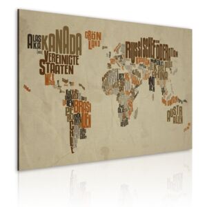 Obraz na plátně - Map of the World (German language) 90x60 cm