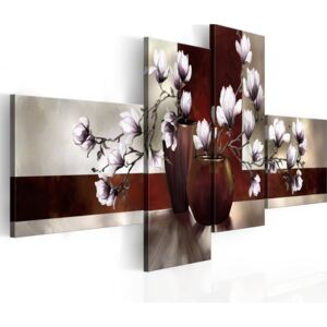 Obraz na plátně Bimago - Magnolias in a vase 100x45 cm