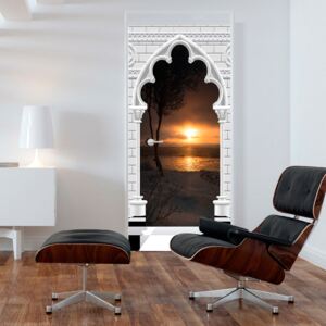 Bimago Fototapeta na dveře - Gothic arch and sunset 90x210 cm