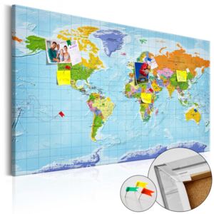 Bimago Obraz na korku - World Map: Countries Flags 90x60 cm