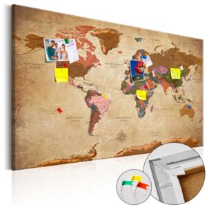 Bimago Obraz na korku - World Map: Brown Elegance 90x60 cm