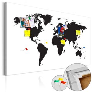 Bimago Obraz na korku - World Map: Black & White Elegance 90x60 cm