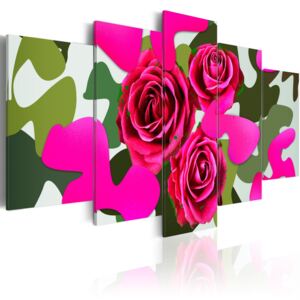 Obraz na plátně - Neon roses - 5 pieces 100x50 cm