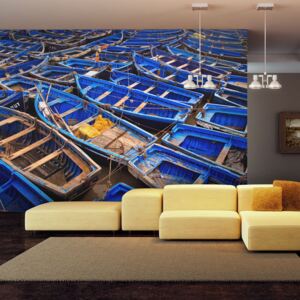 Fototapeta Bimago - Modré rybářské lodě + lepidlo zdarma 200x154 cm