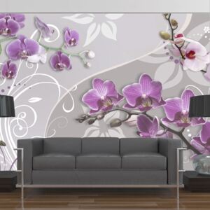 Bimago Fototapeta - Flight of purple orchids 100x70 cm