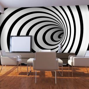 Fototapeta Bimago - Černá a bílá 3D tunel + lepidlo zdarma 450x270 cm