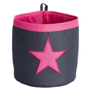 LOVE IT STORE IT - Malý úložny box, okrúhly - šedý, ružová hviezda