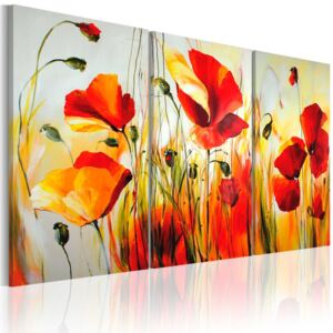 Bimago Ručně malovaný obraz - Red meadow 120x80 cm