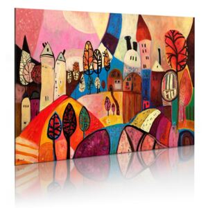 Bimago Ručně malovaný obraz - Village in autumn colors 90x60 cm