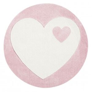 Livone Dětský kulatý koberec - Srdce barva: růžová