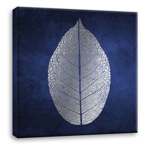 Styler Metalický obraz na plátně - Blue leaf 60x60 cm