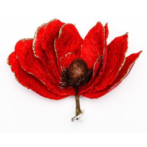 Umělá květina se svorkou 20,5x11cm - červená