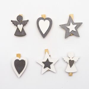 Dřevěné kolíčky - anděl, hvězda a srdce