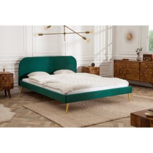 Noble Home Smaragdově zelená sametová postel Mercury, 140x200 cm