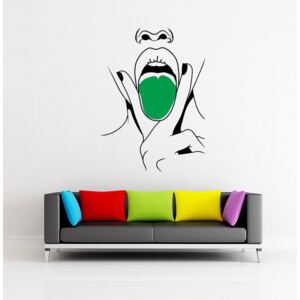 GLIX Lips swag - samolepka na zeď Černá a zelená 50 x 70 cm