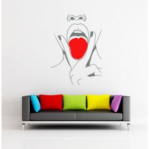 GLIX Lips swag - samolepka na zeď Šedá a červená 70 x 95 cm