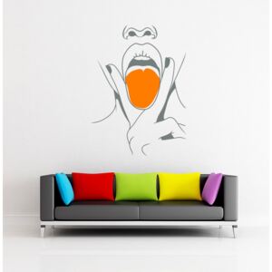 GLIX Lips swag - samolepka na zeď Šedá a oranžová 70 x 95 cm
