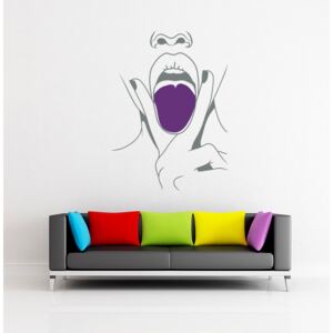 GLIX Lips swag - samolepka na zeď Šedá a fialová 50 x 70 cm