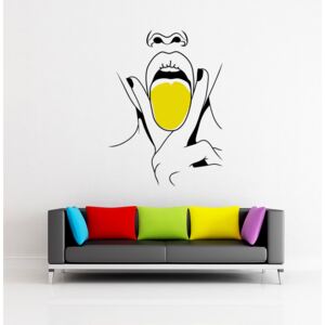 GLIX Lips swag - samolepka na zeď Černá a žlutá 50 x 70 cm