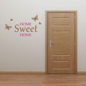 GLIX Domov sladký domov - samolepka na zeď Hnědá a růžová 50 x 30 cm