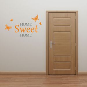GLIX Domov sladký domov - samolepka na zeď Šedá a oranžová 70 x 45 cm
