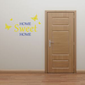 GLIX Domov sladký domov - samolepka na zeď Žlutá a modrá 70 x 45 cm