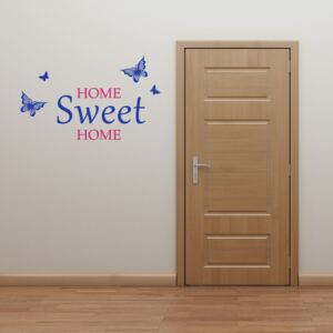 GLIX Domov sladký domov - samolepka na zeď Růžová a modrá 50 x 30 cm