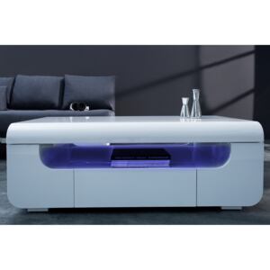 Demsa home Konferenční stolek Aglion 120 cm, bílá, LED osvětlení